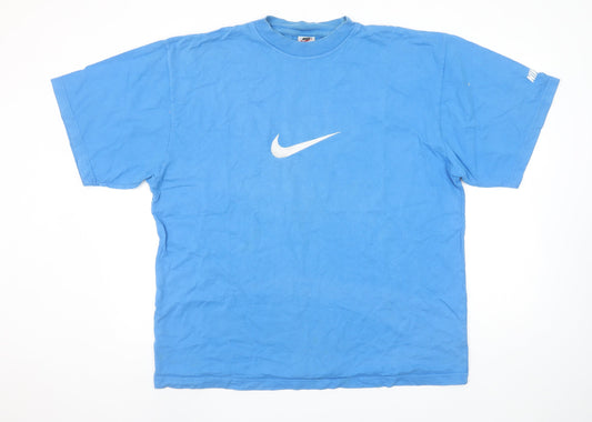 Nike Men's Blue Crew Neck Short Sleeve Cotton Sports T-Shirt Size L