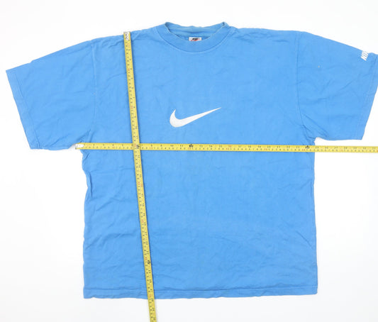 Nike Men's Blue Crew Neck Short Sleeve Cotton Sports T-Shirt Size L