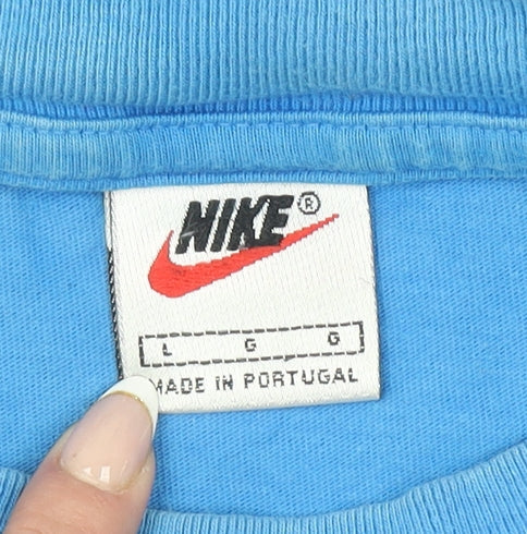 Nike Men's Blue Crew Neck Short Sleeve Cotton Sports T-Shirt Size L