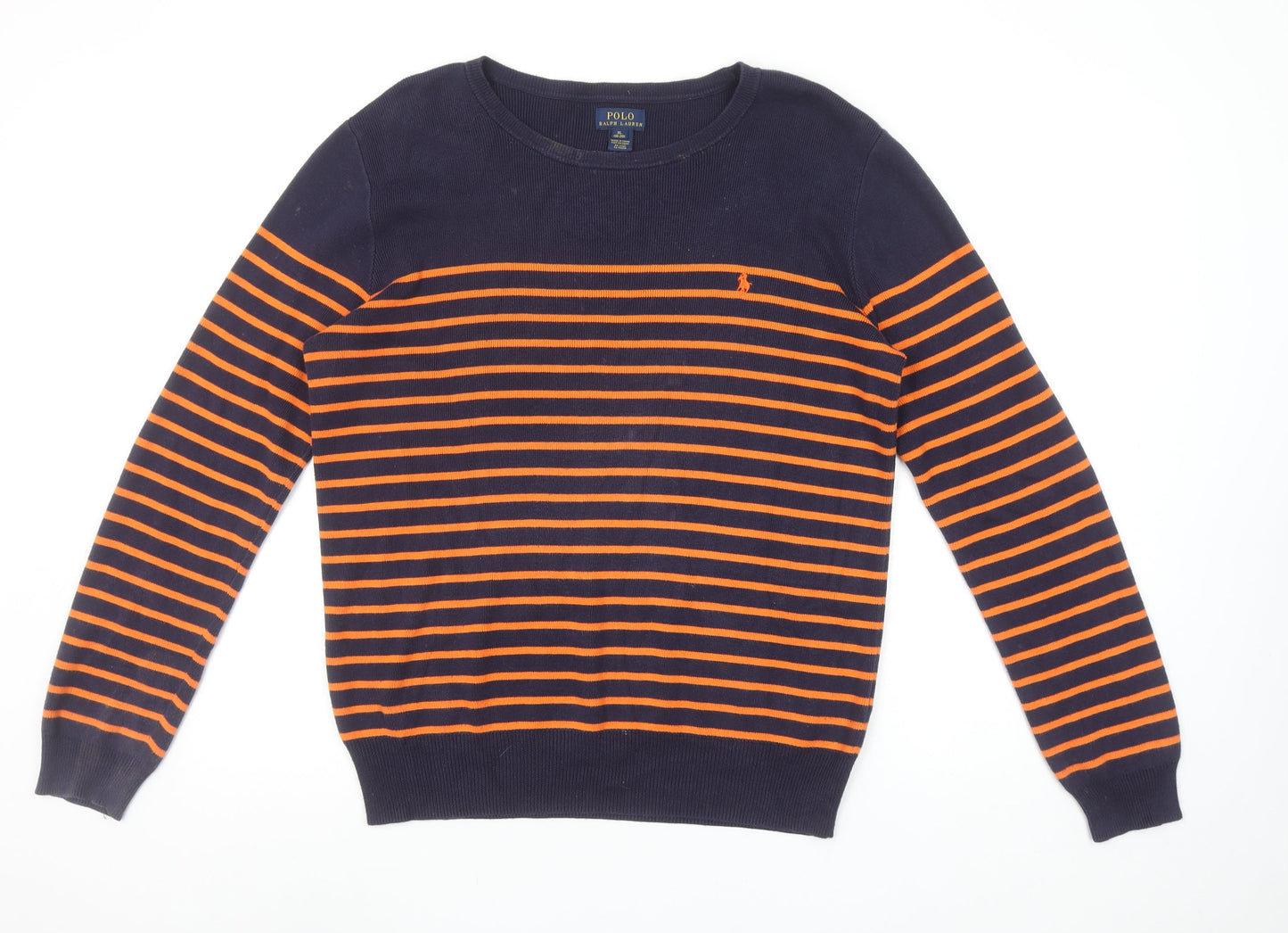 Ralph Lauren Womens Blue Orange Striped Cotton Jumper XL