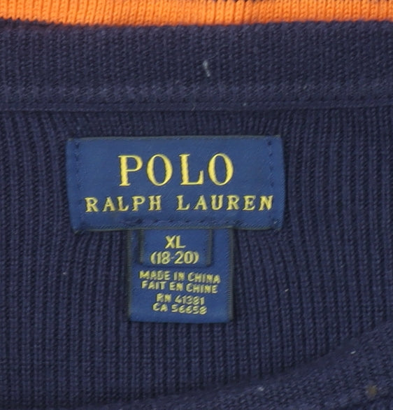 Ralph Lauren Womens Blue Orange Striped Cotton Jumper XL