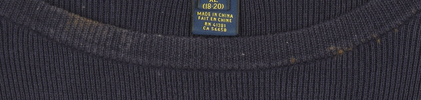 Ralph Lauren Womens Blue Orange Striped Cotton Jumper XL