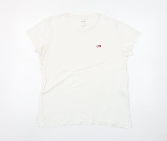Levi's Womens White Perfect Crew T-Shirt Size L Short Sleeve Cotton