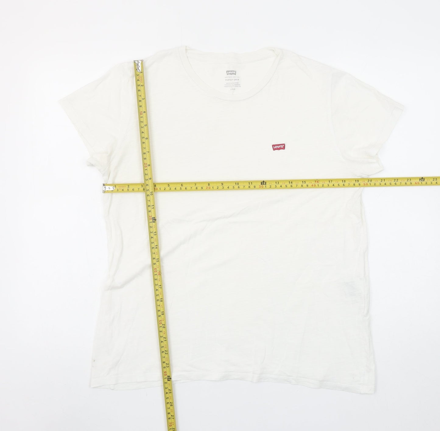 Levi's Womens White Perfect Crew T-Shirt Size L Short Sleeve Cotton