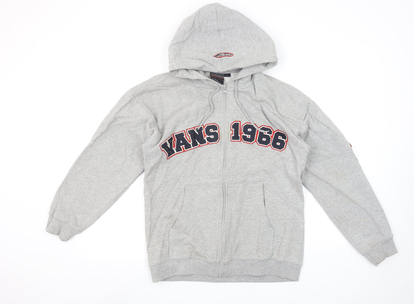 Vans Women's Grey Full Zip Hoodie L 1986 Graphic Cotton Blend