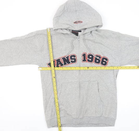 Vans Women's Grey Full Zip Hoodie L 1986 Graphic Cotton Blend