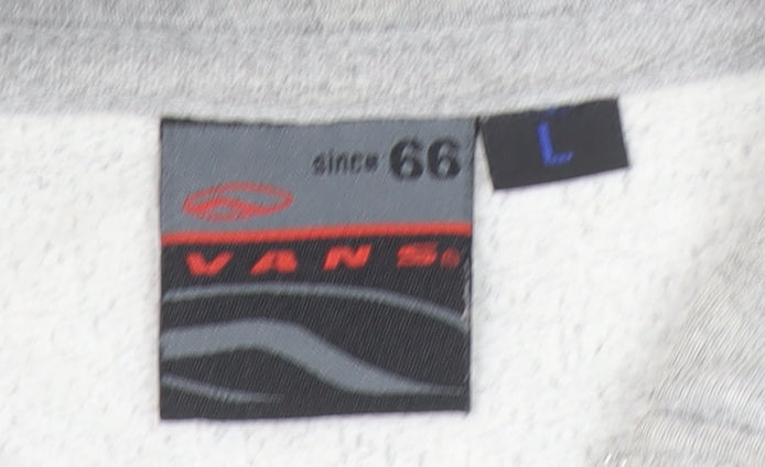 Vans Women's Grey Full Zip Hoodie L 1986 Graphic Cotton Blend