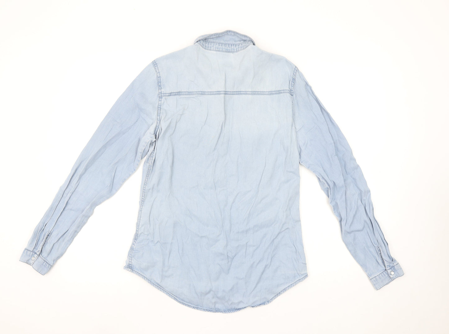 Vila Womens Blue Denim Button-Up Long Sleeve Shirt Medium