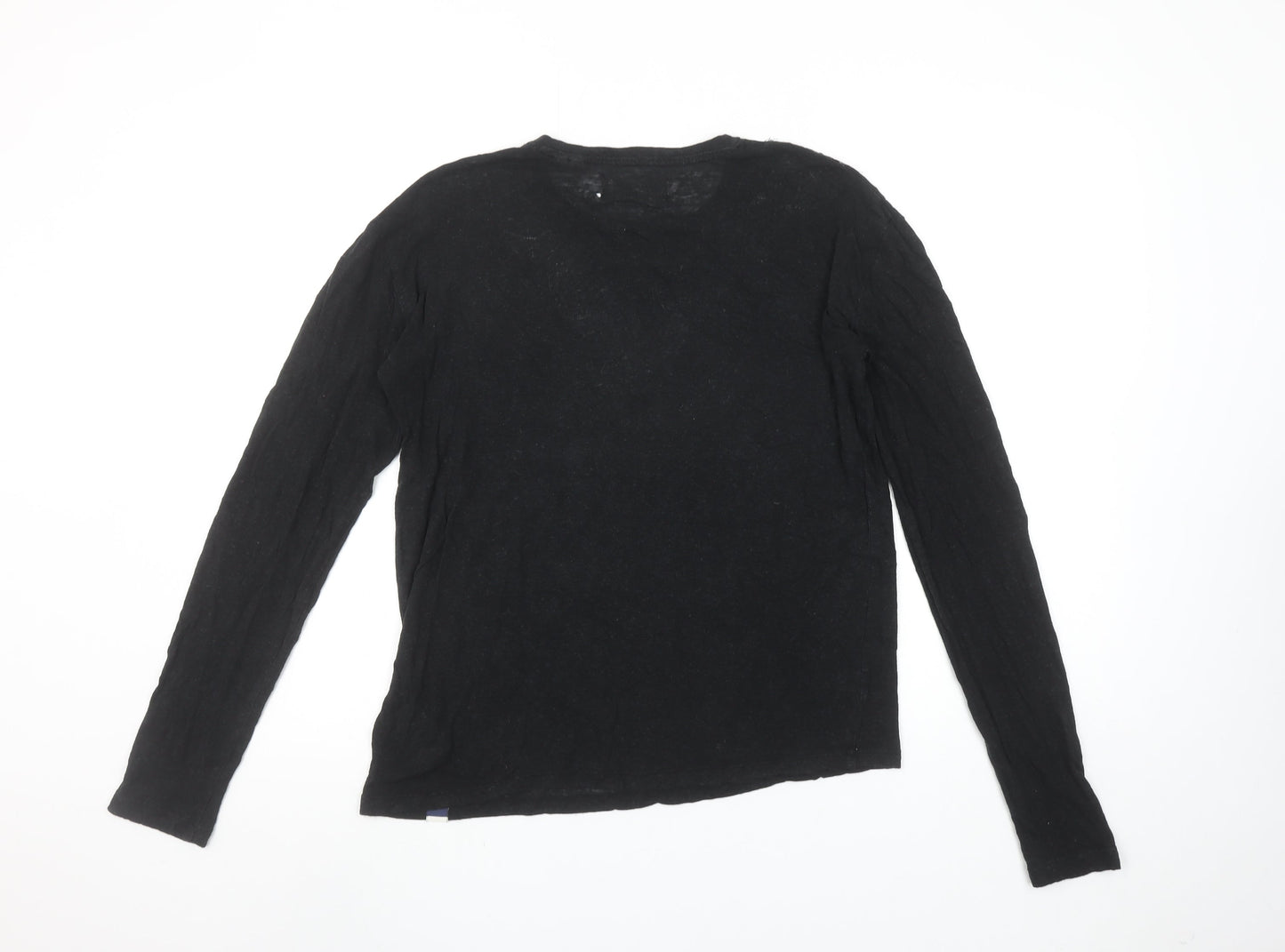 Superdry Womens Black Lace Long Sleeve Jersey T-Shirt Size 12