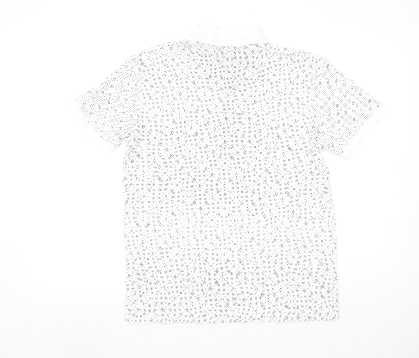 Hugo Boss Men's White Geometric Cotton Polo Shirt Size M