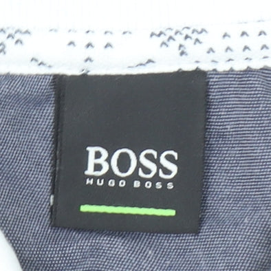 Hugo Boss Men's White Geometric Cotton Polo Shirt Size M