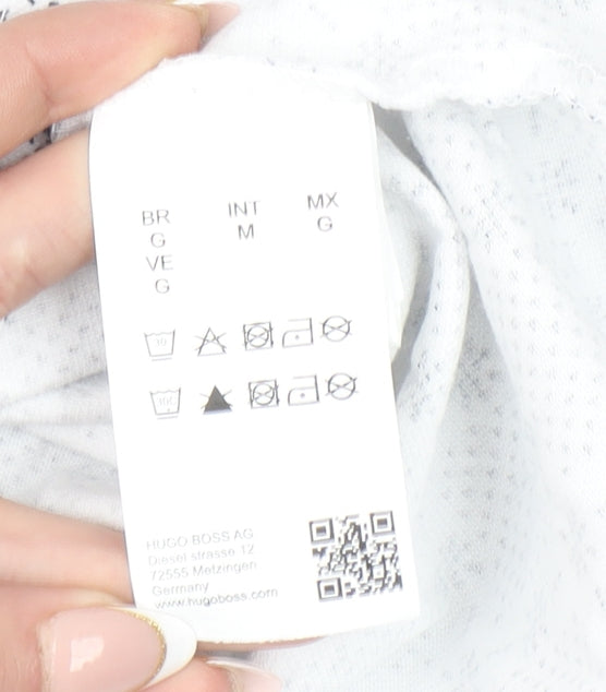 Hugo Boss Men's White Geometric Cotton Polo Shirt Size M