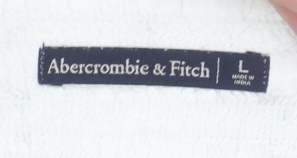 Abercrombie & Fitch Womens Ivory Floral Cropped Puff Sleeve Blouse L