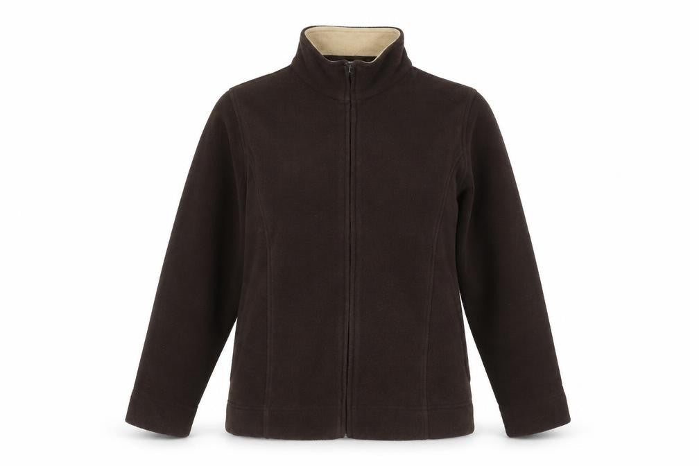 EWM Womens Brown Fleece Full Zip Jacket Size M 14-16