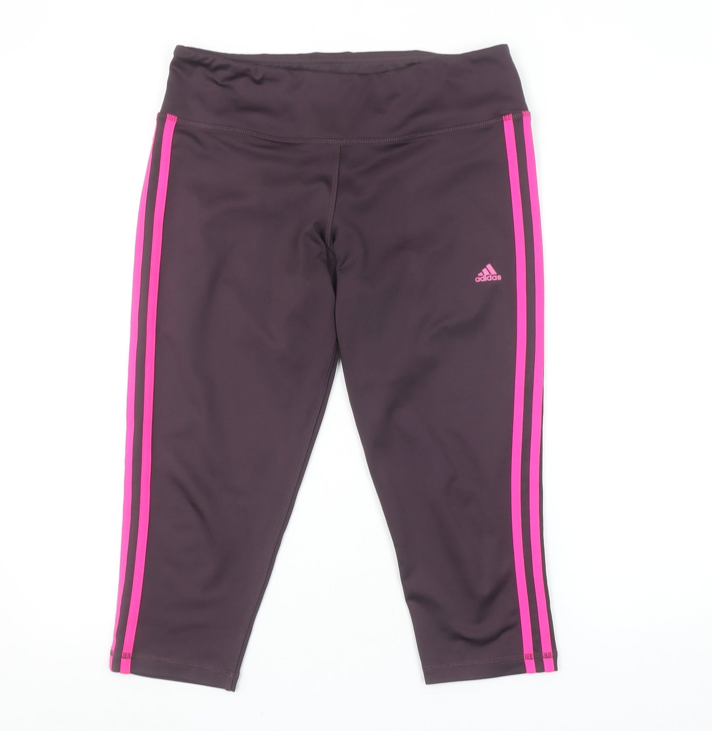 adidas Women Purple Pink Capri Leggings M Moisture Wicking