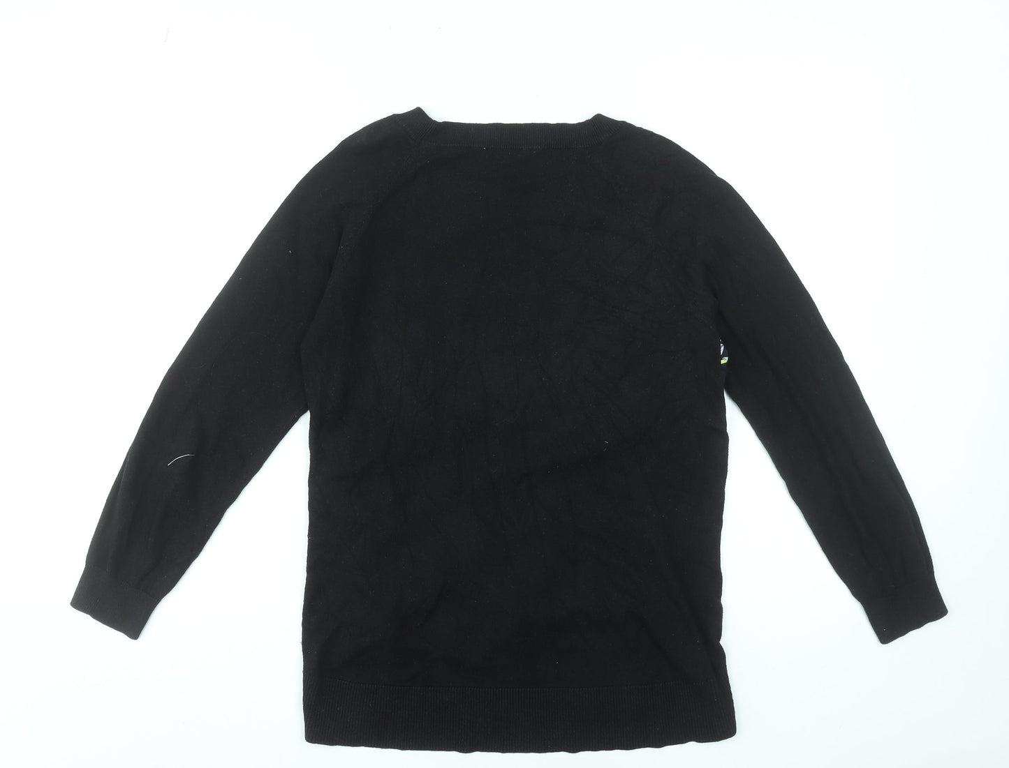 Oasis Women's Black Floral Front Pullover Jumper Size M