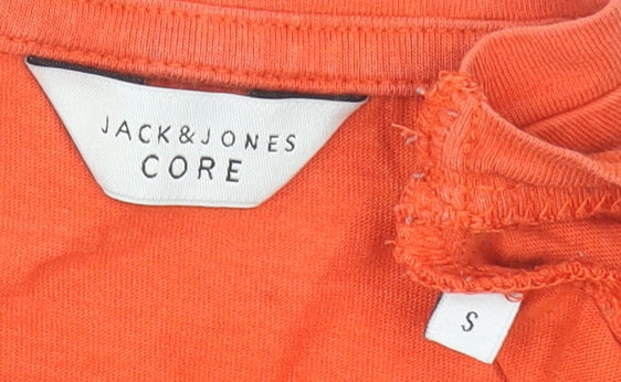 Jack & Jones Men's Orange Graphic Crew Neck Cotton T-Shirt Size S