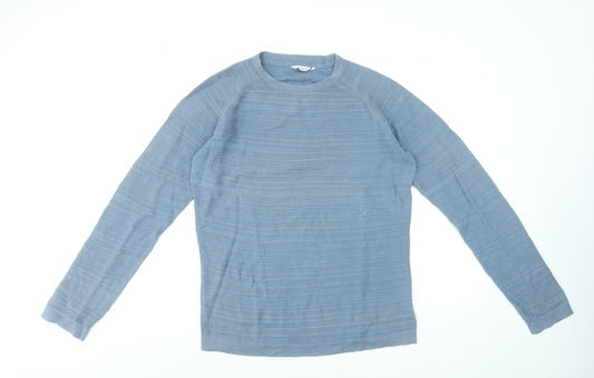 Jack & Jones Men Blue Cotton Crew Neck Pullover Jumper Size L