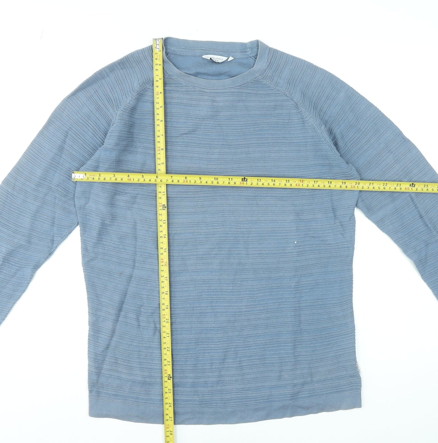 Jack & Jones Men Blue Cotton Crew Neck Pullover Jumper Size L