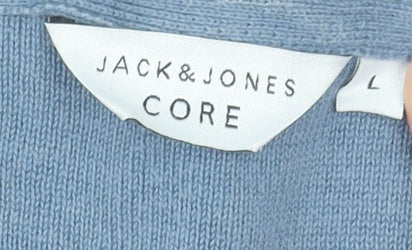 Jack & Jones Men Blue Cotton Crew Neck Pullover Jumper Size L