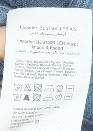 Jack & Jones Men Blue Cotton Crew Neck Pullover Jumper Size L