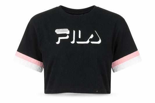 Womens UK Size S FILA Black 100% Cotton T-Shirt