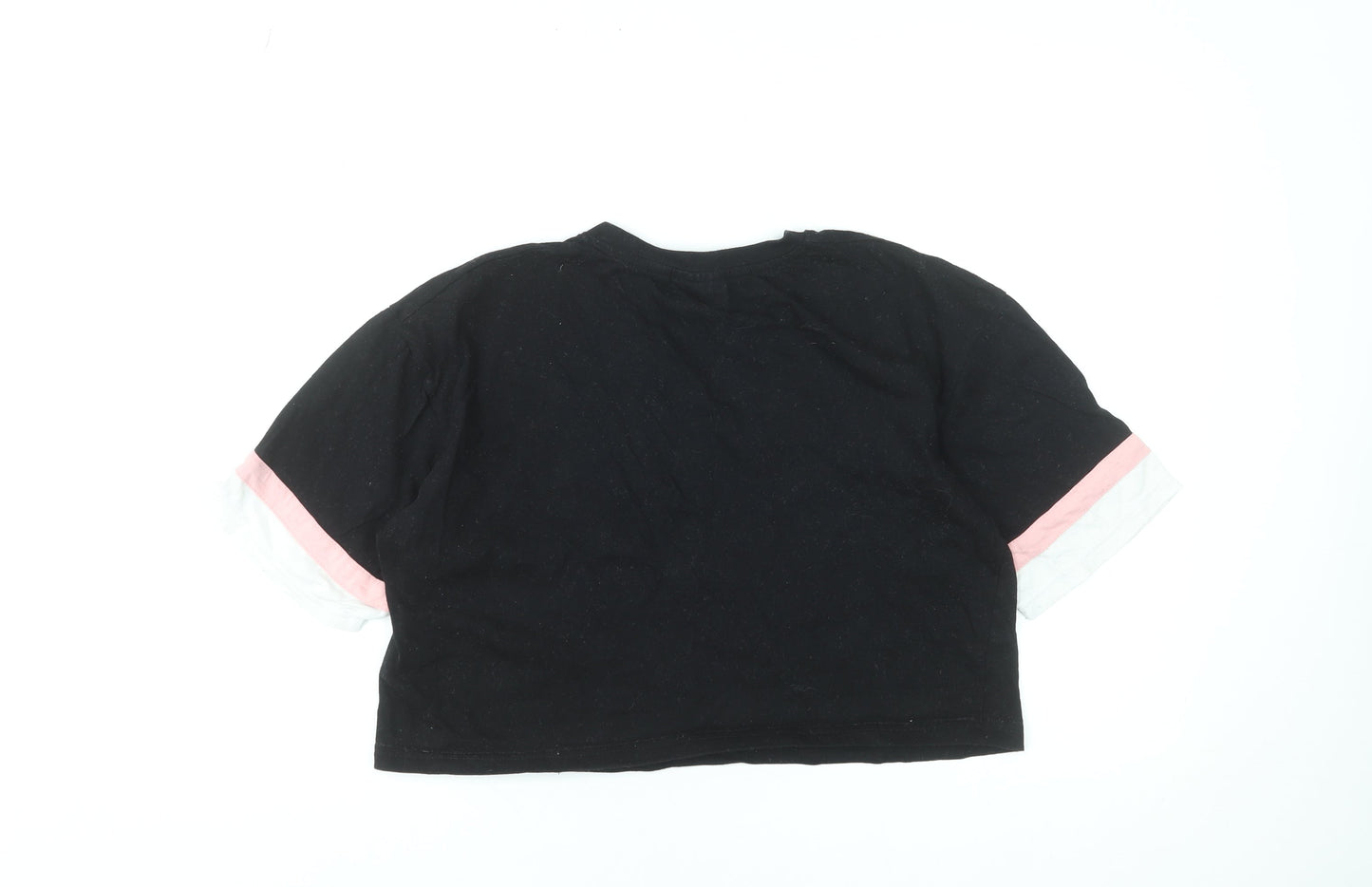 FILA Womens Black Cropped Logo T-Shirt Size S