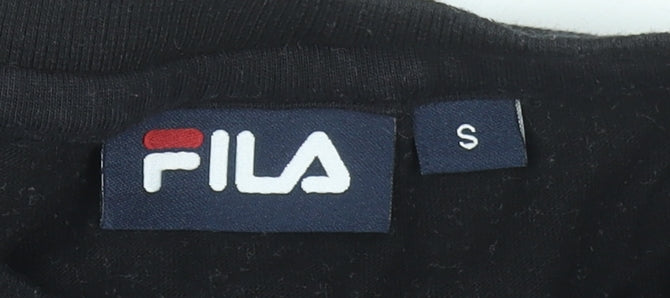FILA Womens Black Cropped Logo T-Shirt Size S
