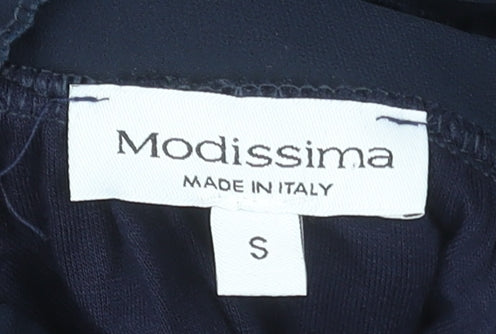 Modissima Women's Blue Pleated Bow Neck Long Sleeve Blouse Size S