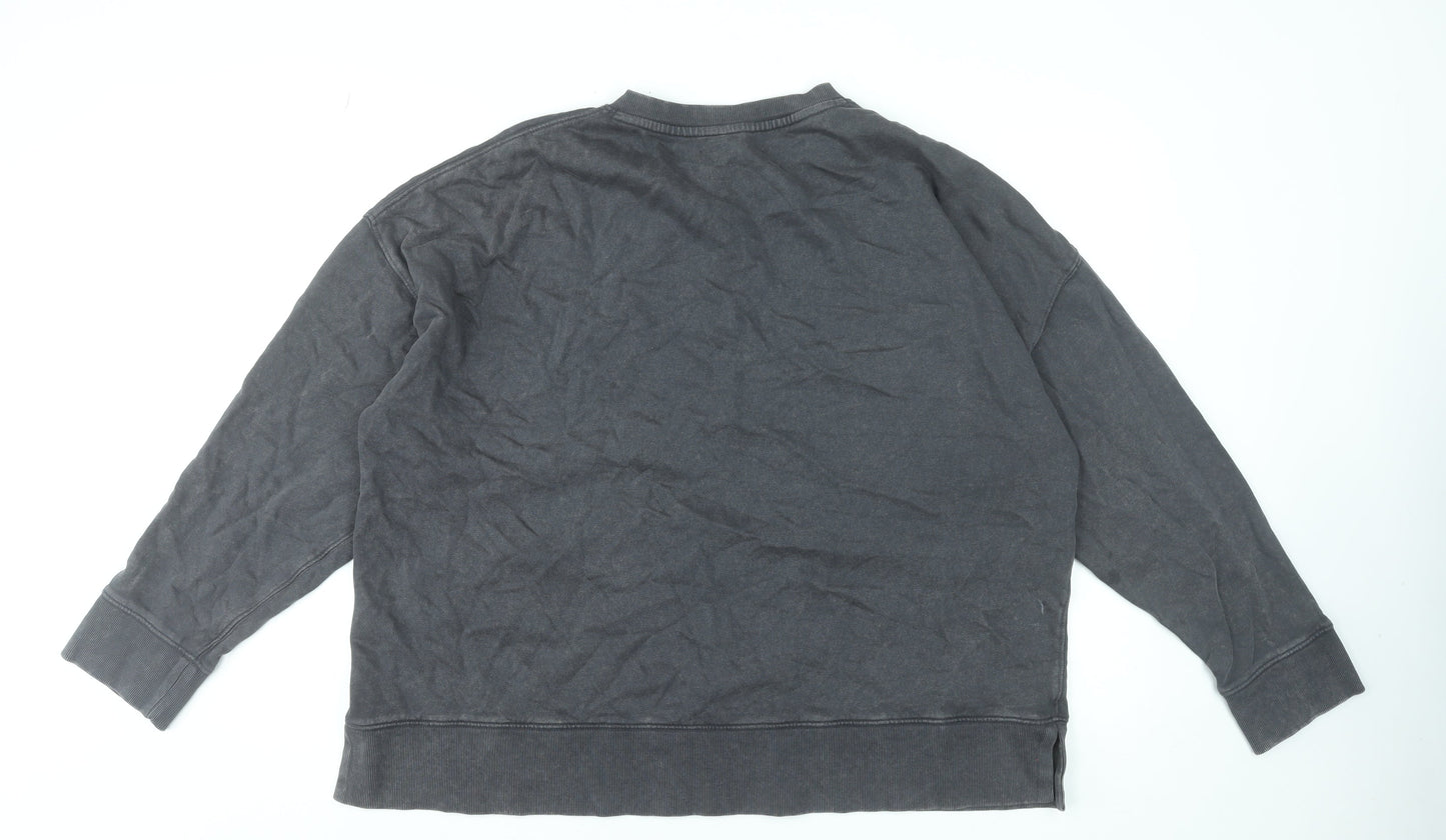 Next Men’s Grey Henley Sweatshirt XL Cotton Button Logo Top