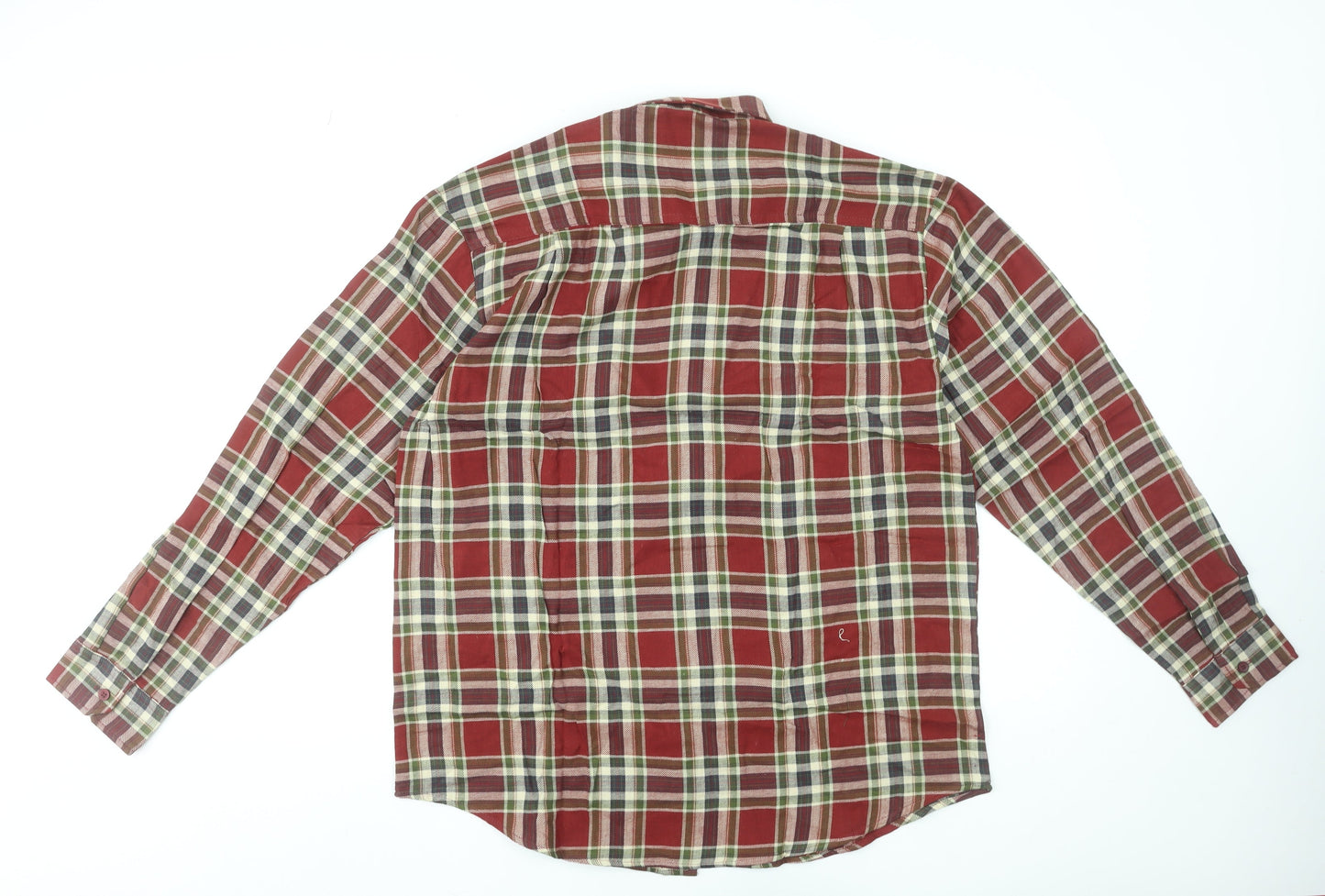 Champion Men's Red Plaid Cotton Flannel Long Sleeve Button-Up Shirt L