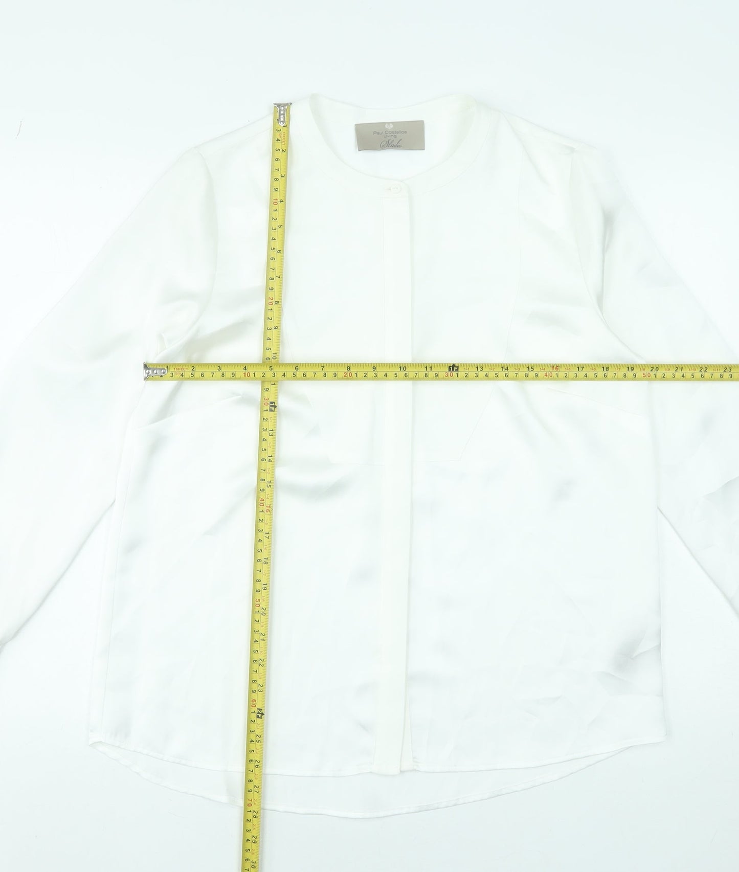 Paul Costelloe Living Studio Women’s Ivory Blouse Size 12 Long Sleeve Polyester