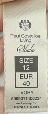 Paul Costelloe Living Studio Women’s Ivory Blouse Size 12 Long Sleeve Polyester