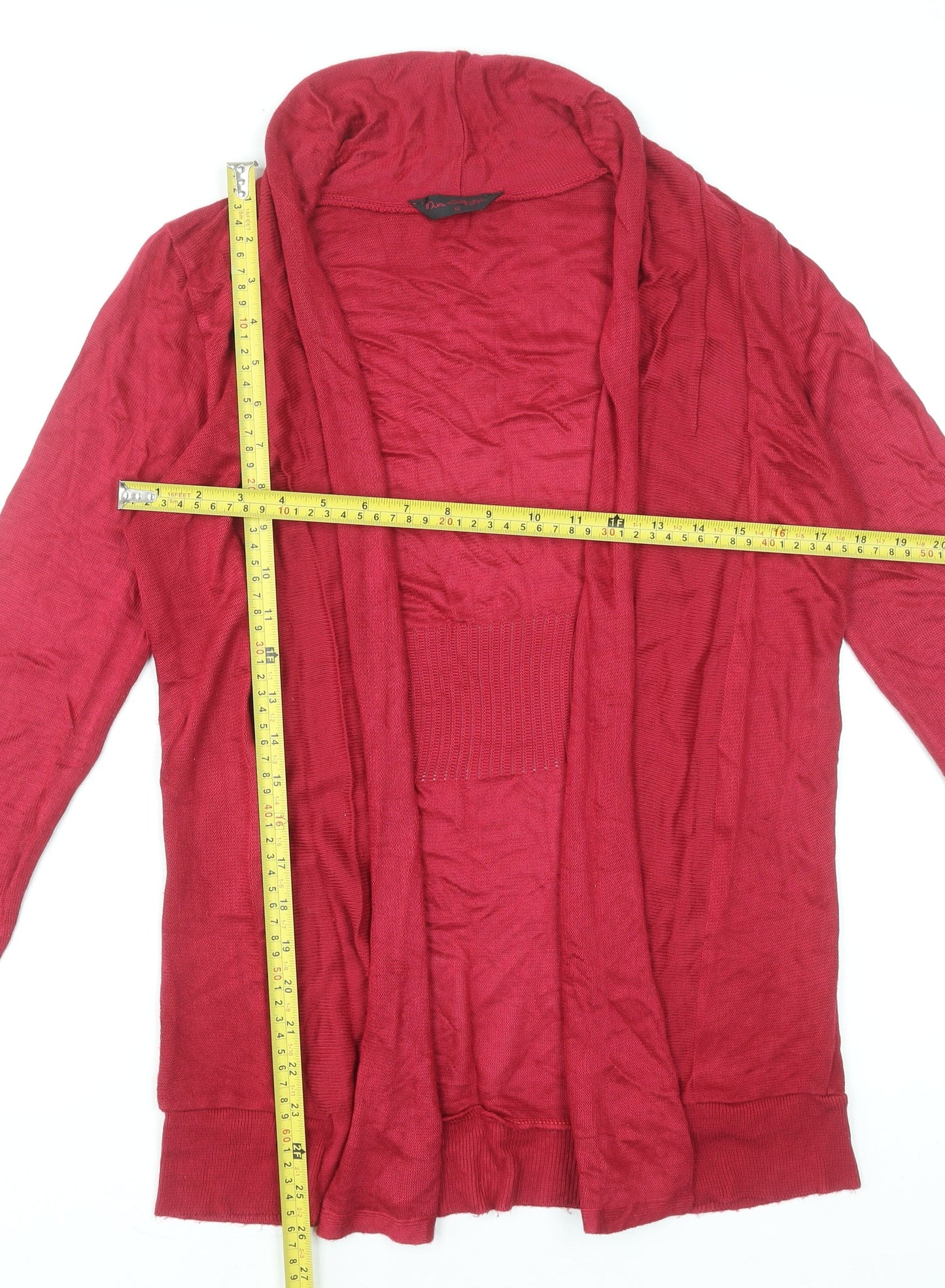 Miss Selfridge Womens Red Size 12 Acrylic Open Cardigan
