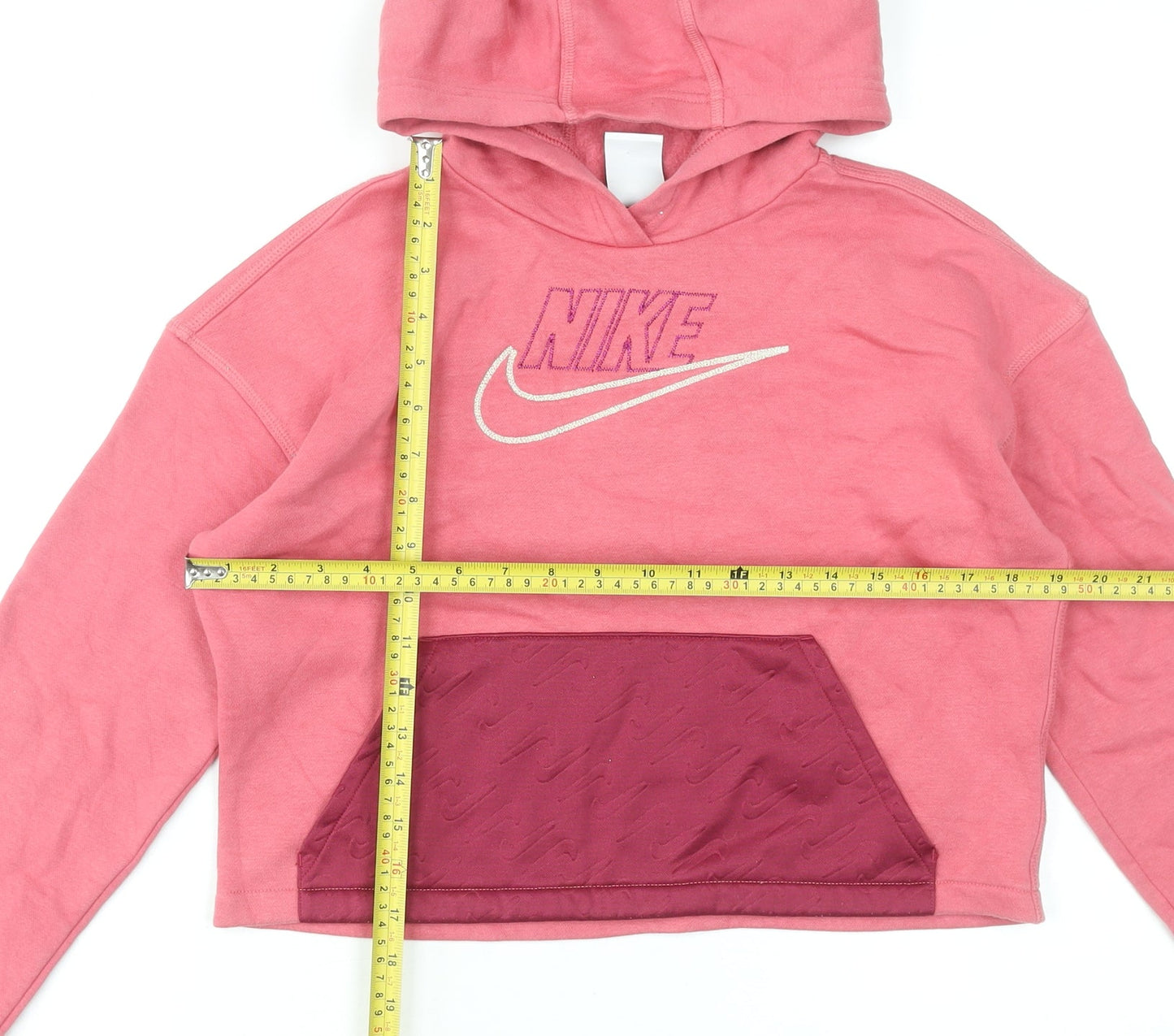Nike Girls Pink Hooded Pullover Sweatshirt XL 156-166cm Cotton Blend