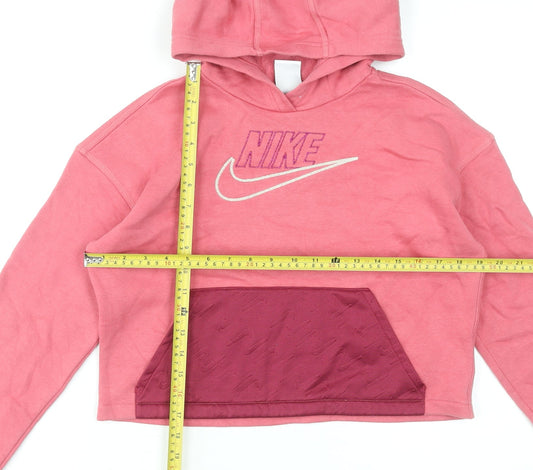 Nike Girls Pink Hooded Pullover Sweatshirt XL 156-166cm Cotton Blend