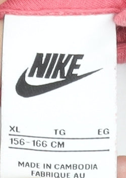 Nike Girls Pink Hooded Pullover Sweatshirt XL 156-166cm Cotton Blend
