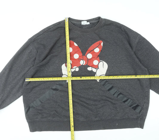 Disney Women’s Grey Minnie Mouse Bow Sweatshirt 2XL Cotton Blend