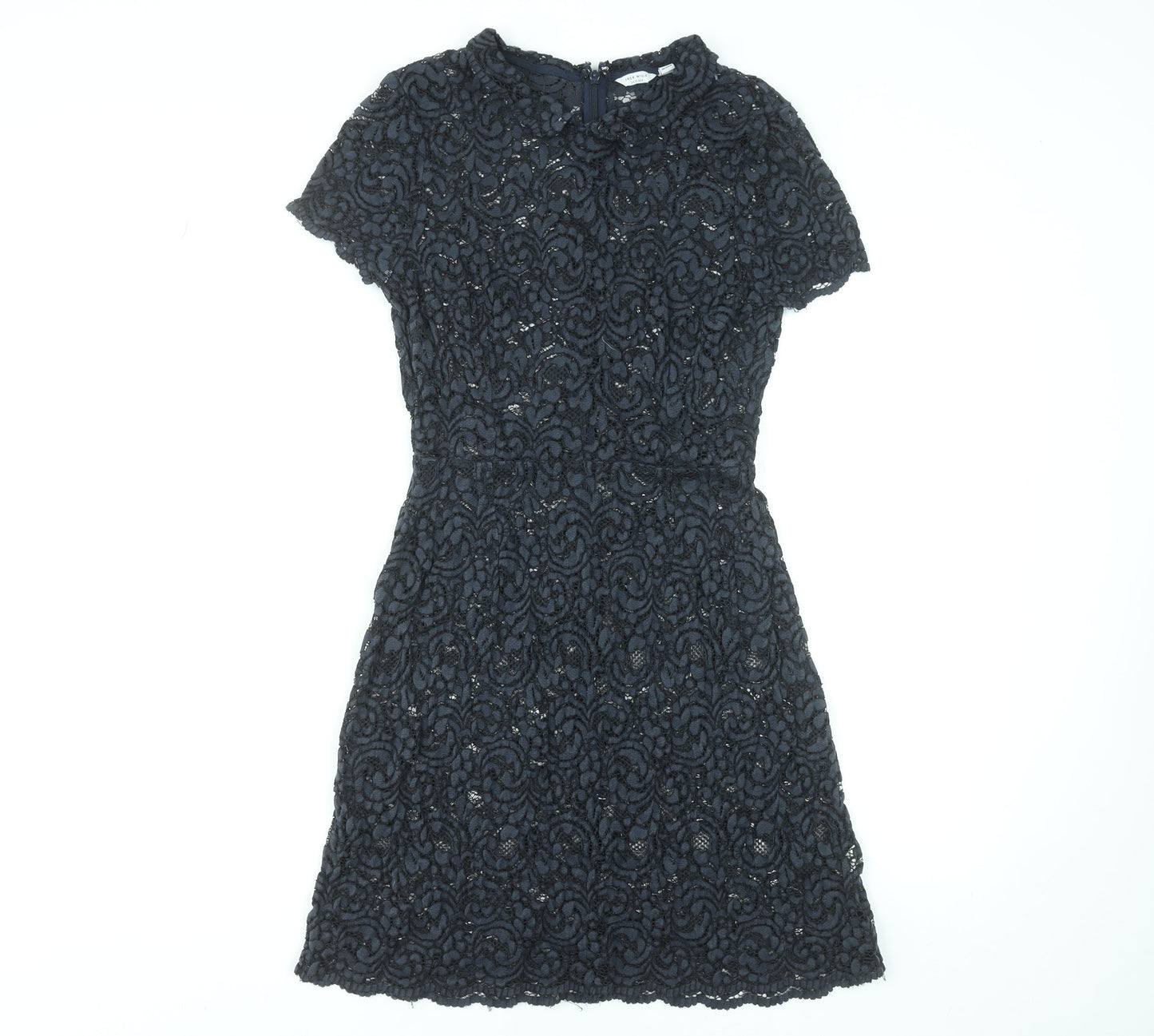 Jack Wills Women's Black Lace Short Sleeve Shift Dress Size 8