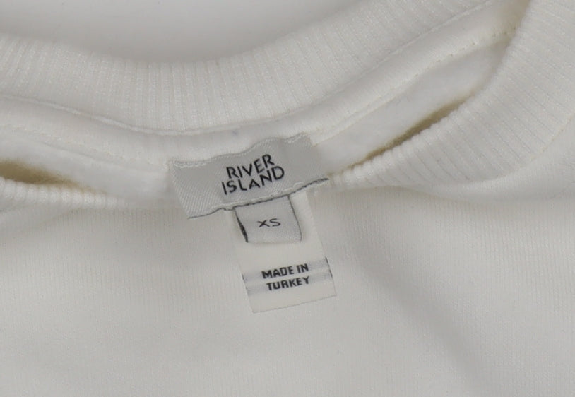 River Island Womens White XS Puff Sleeve Tunic Blouse