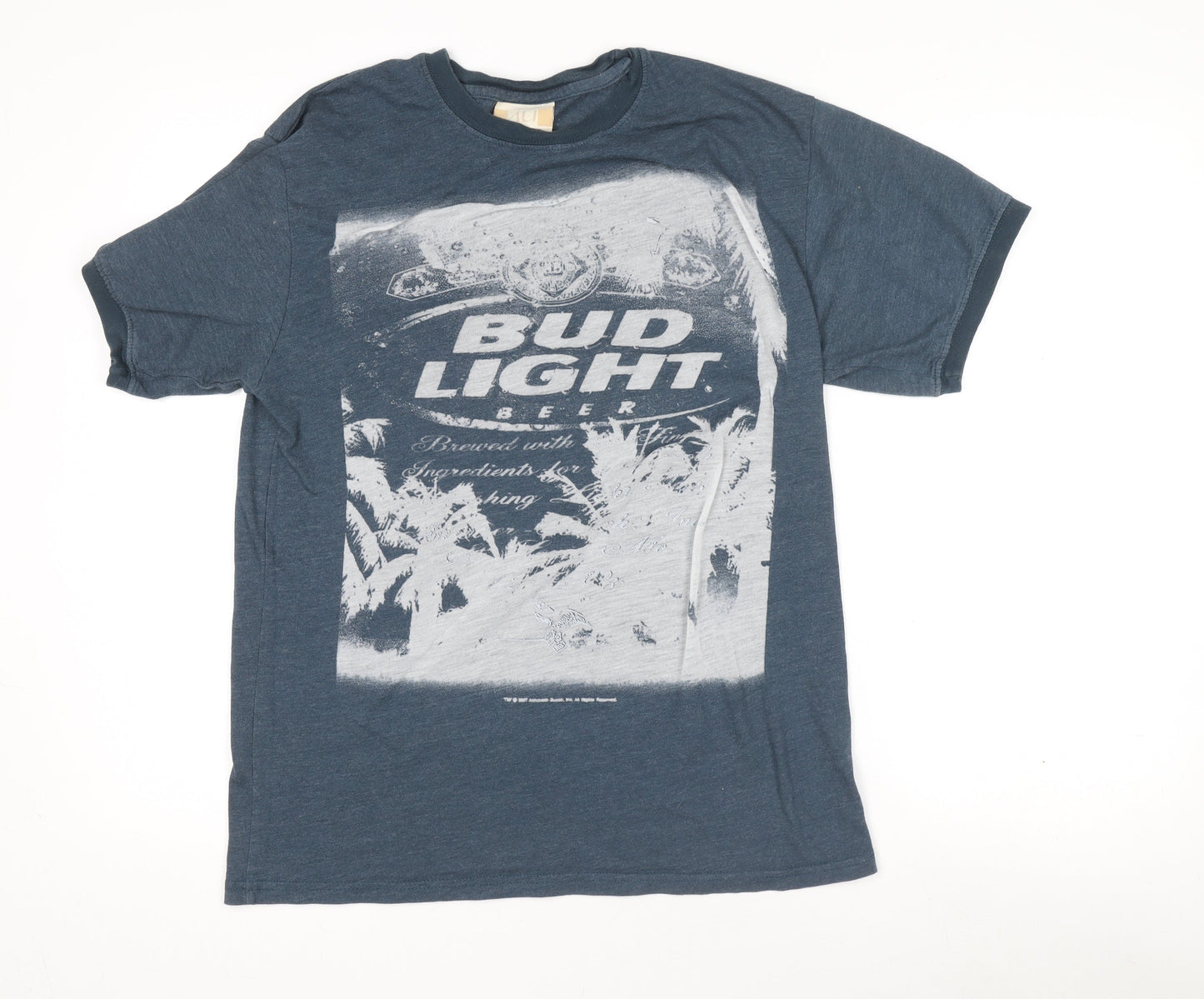 Maui and Sons Men's Blue Bud Light Beer Graphic T-Shirt Medium