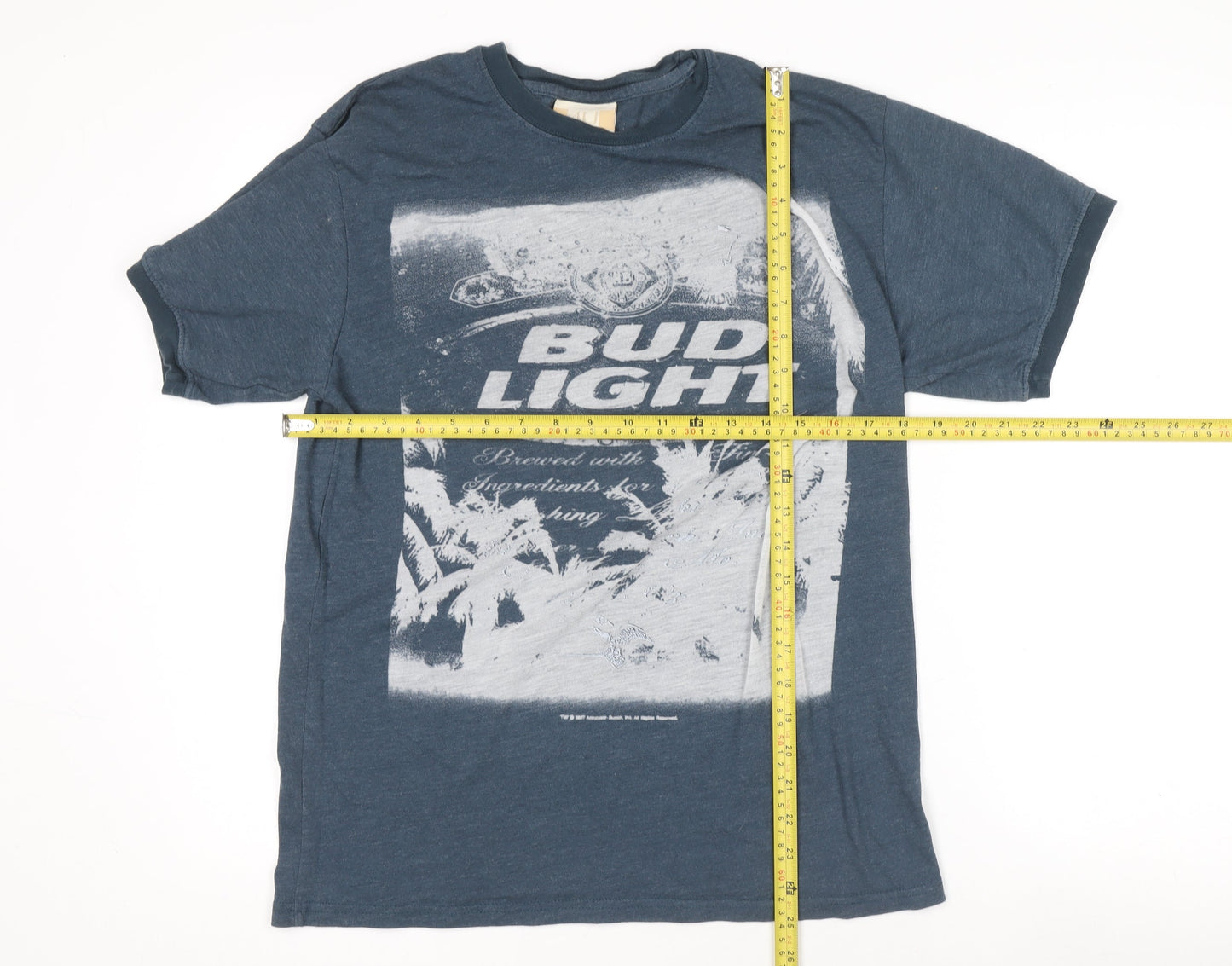 Maui and Sons Men's Blue Bud Light Beer Graphic T-Shirt Medium
