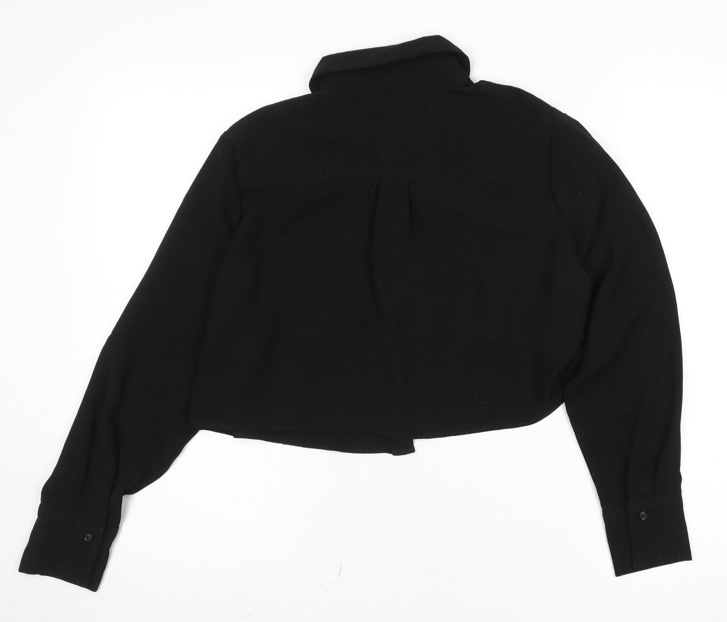 Mango Women's Black Cropped Button-Up Shirt Size S