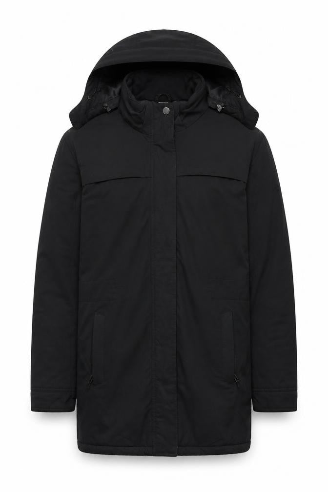 Crane Men's Black Hooded Water Resistant Parka Jacket M 40in