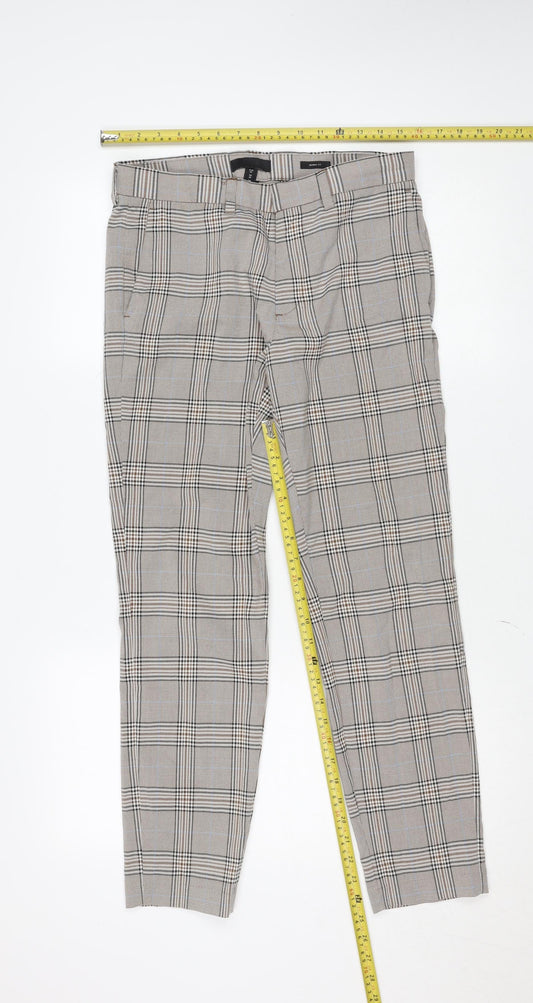 H&M Women’s Brown Plaid Skinny Chino Trousers Size 29