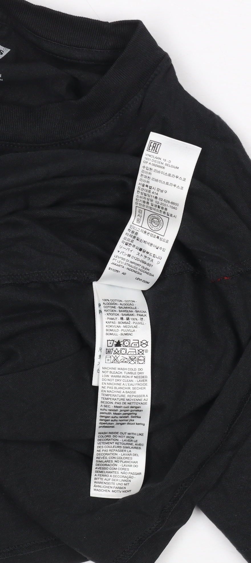 Levi's Men's Black Relaxed Fit Logo Cotton T-Shirt Size S