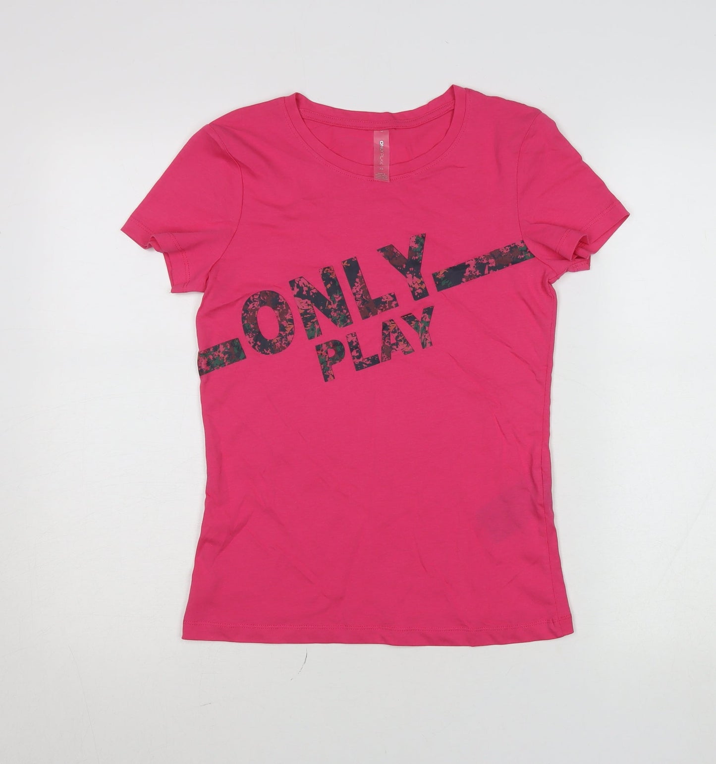 Only Play Womens Pink XS Slim Fit Cotton Elastane T-Shirt
