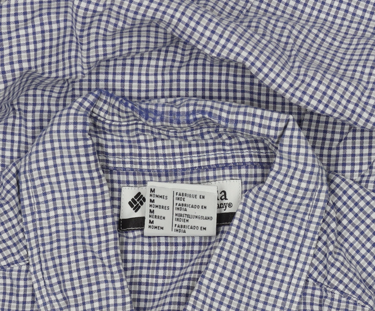 Columbia Men's Blue Check Short Sleeve Button-Up Cotton Shirt M