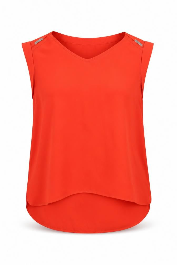 Yessica Women's Red Sleeveless V-Neck Chiffon Blouse Size 10