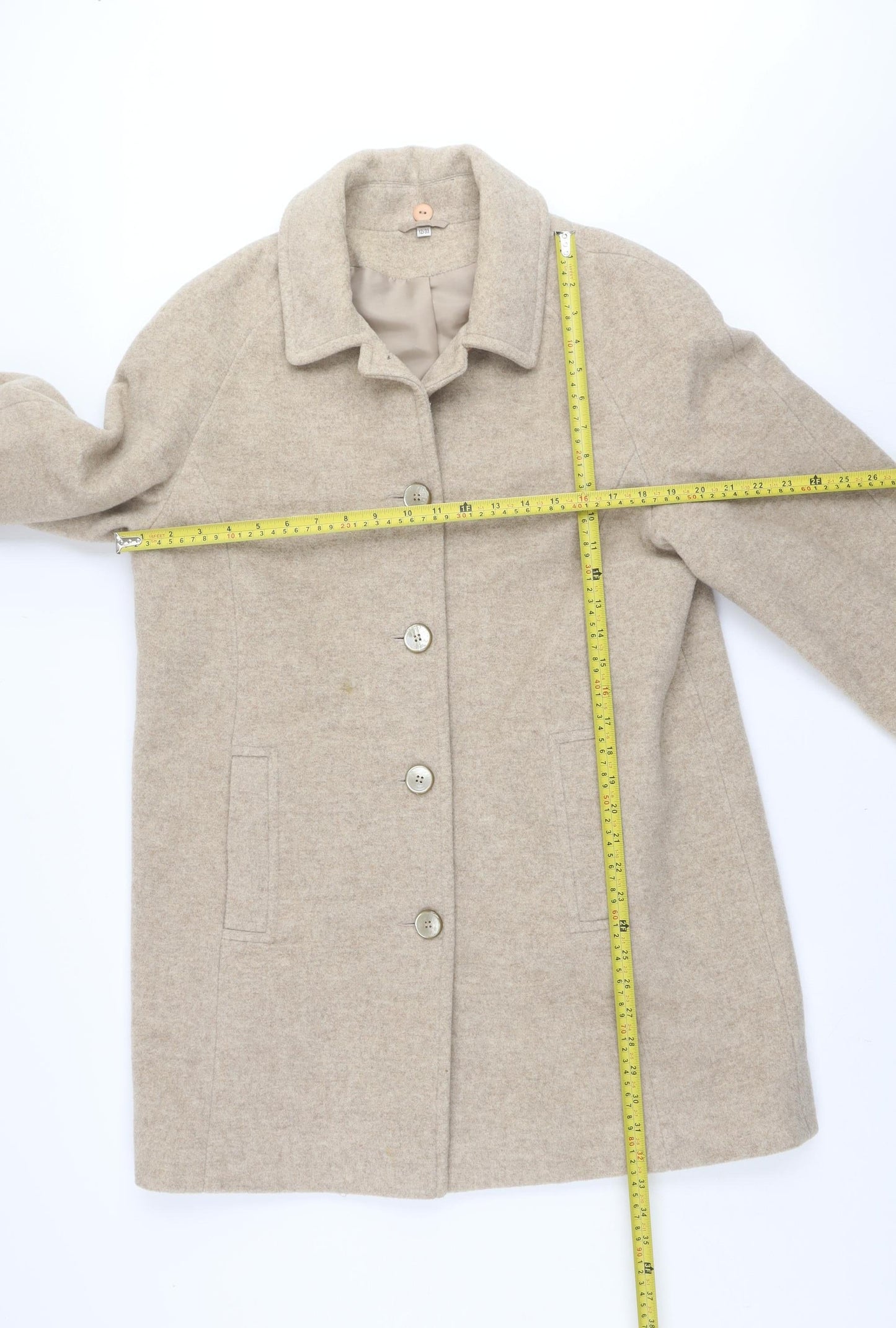 Bonmarché Women’s Beige Wool Blend Mid-Length Coat Size 12